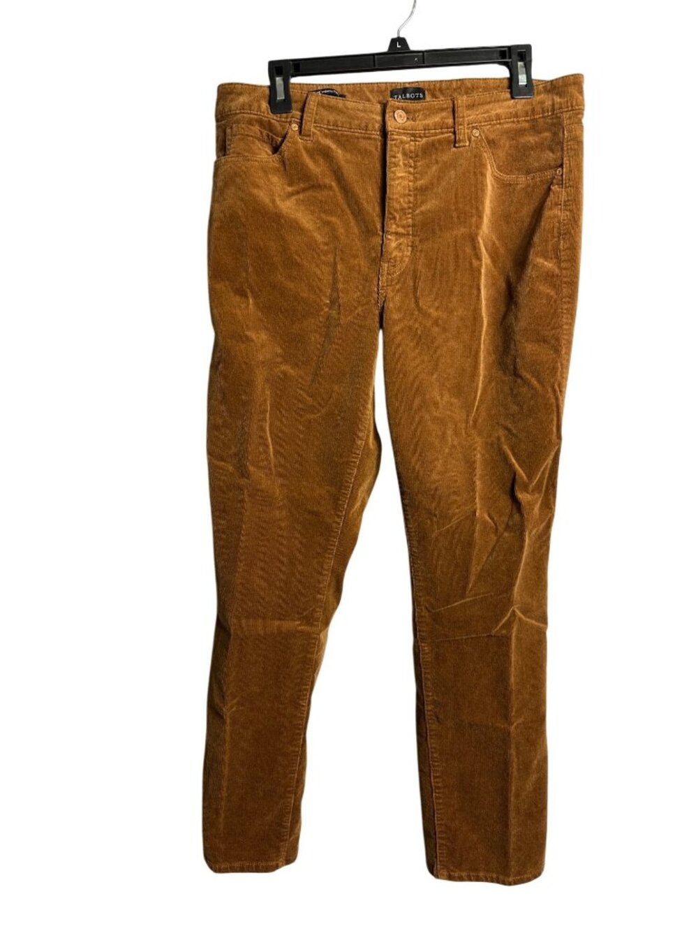 Talbots Straight Leg Corduroy Pants Women's 12P Brown Cotton Stretch Petite